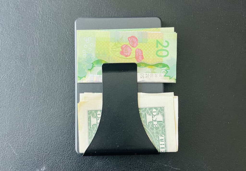 Groove Wallet Flay Lay With Folded Bills