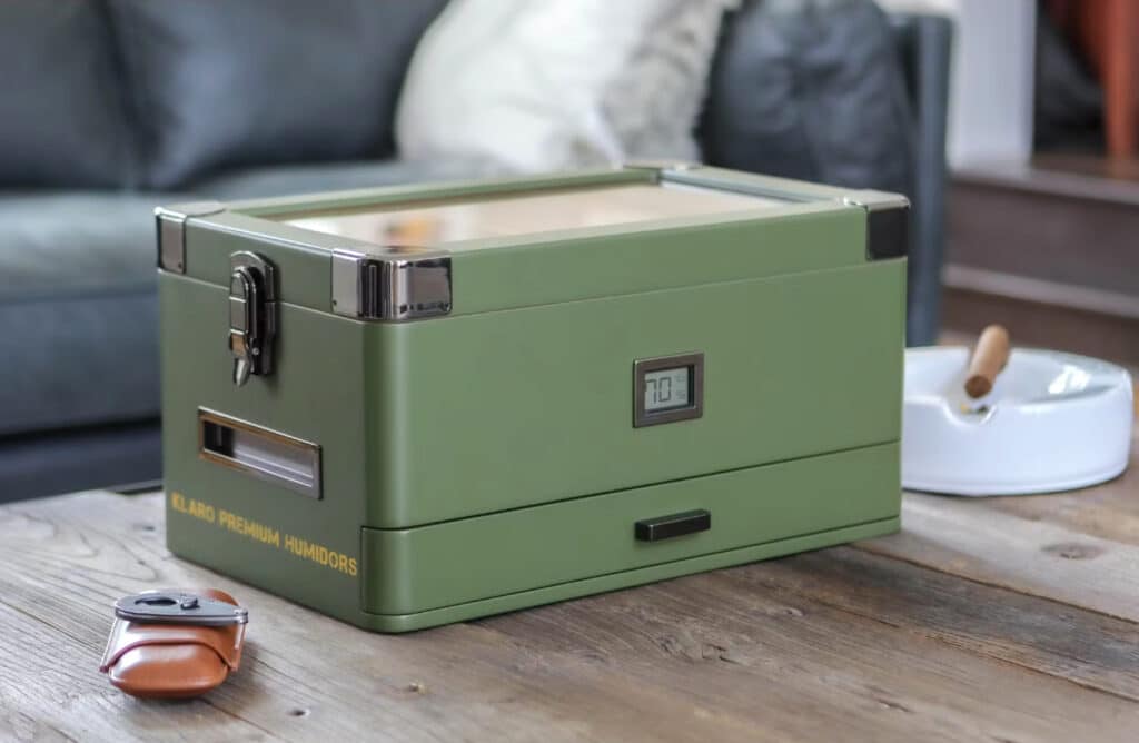 Military Glass Top Cigar Humidor